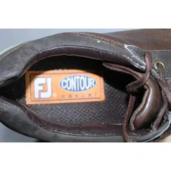 Men’s 9 M FootJoy FJ Contour Casual Spikeless Golf Shoes Brown Leather 54226 - Picture 7 of 9